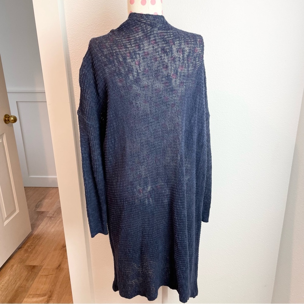 Caslon Linen Blend Knit Cardigan Navy Blue X-small Women’s Open Front - Picture 5 of 7